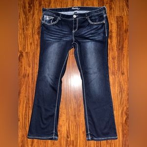 Amethyst Dark Wash Jeans with Pocket Accent